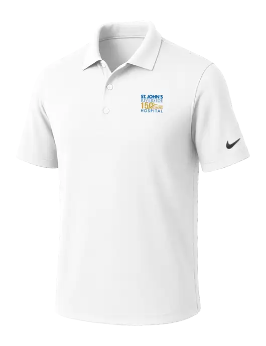 NIKE White Dri-Fit Micro Pique Polo w/St. John's 150+ Logo