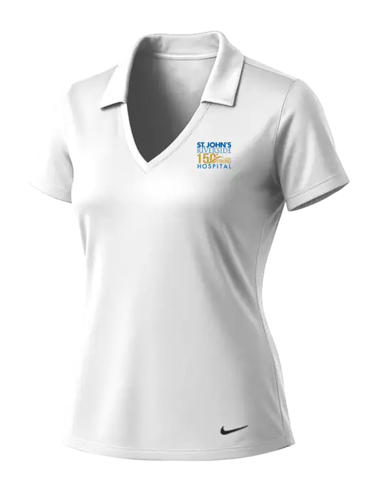 NIKE White Womens Dri-Fit Vertical Mesh Polo w/St. John's 150+ Logo