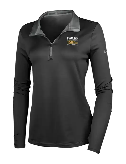 NIKE Black/Dark Grey Womens Dry-Fit Stretch 1/2 Zip Cover-Up w/St. John's 150+ Logo