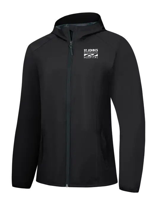 Womens Black Essential Rain Jacket w/St. John's Riverside Logo