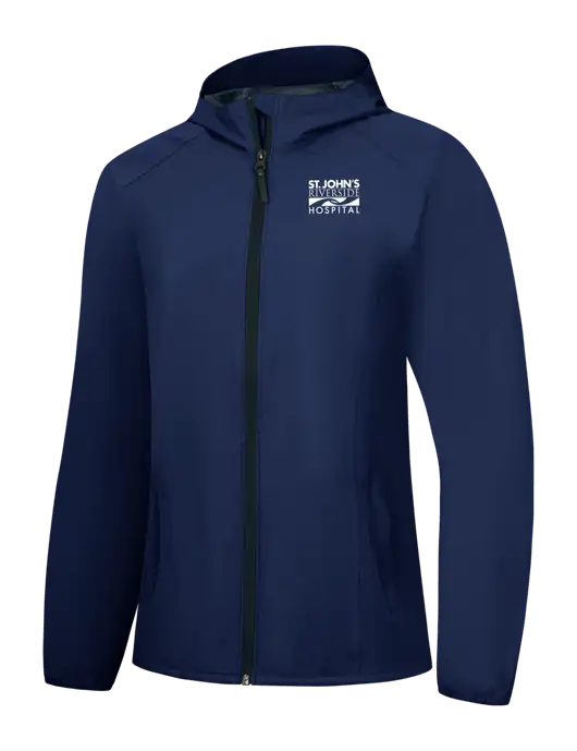 Womens Navy Essential Rain Jacket w/St. John's Riverside Logo