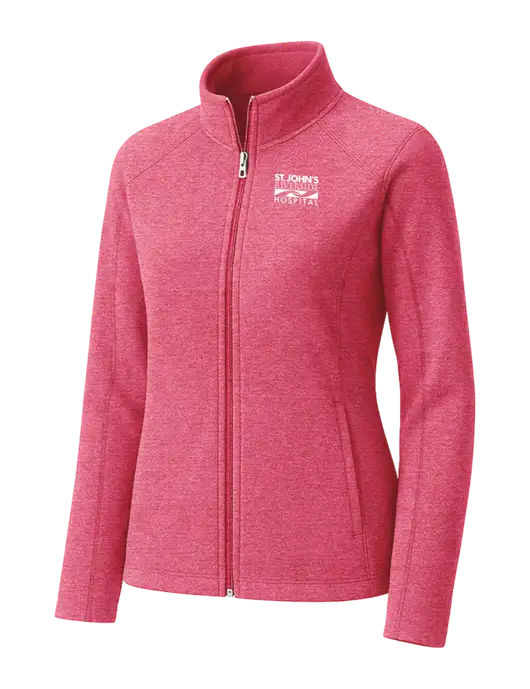 Fuchsia Heather Womens Heather Microfleece Full-Zip Jacket w/St. John's Riverside Logo