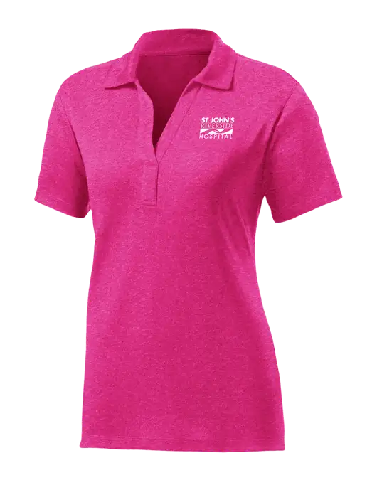 Womens Pink Raspberry Heather Contender Polo w/St. John's Riverside Logo
