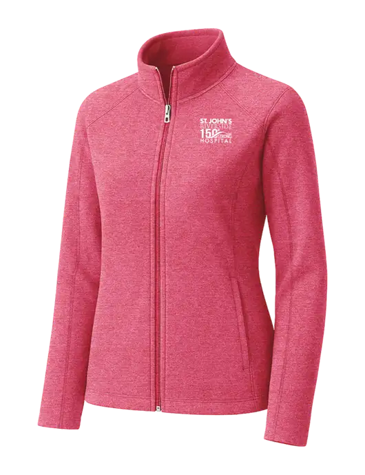 Fuchsia Heather Womens Heather Microfleece Full-Zip Jacket w/St. John's 150+ Logo
