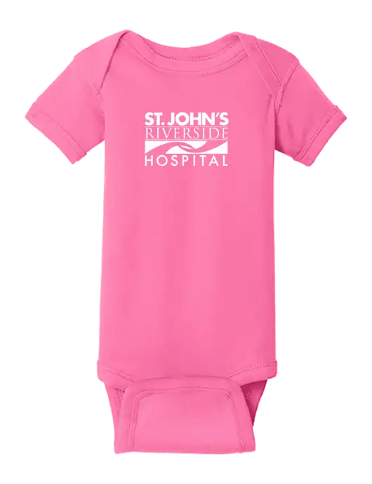 Rabbit Skins Hot Pink Infant Short Sleeve Baby Rib Bodysuit w/St. John's Riverside Logo