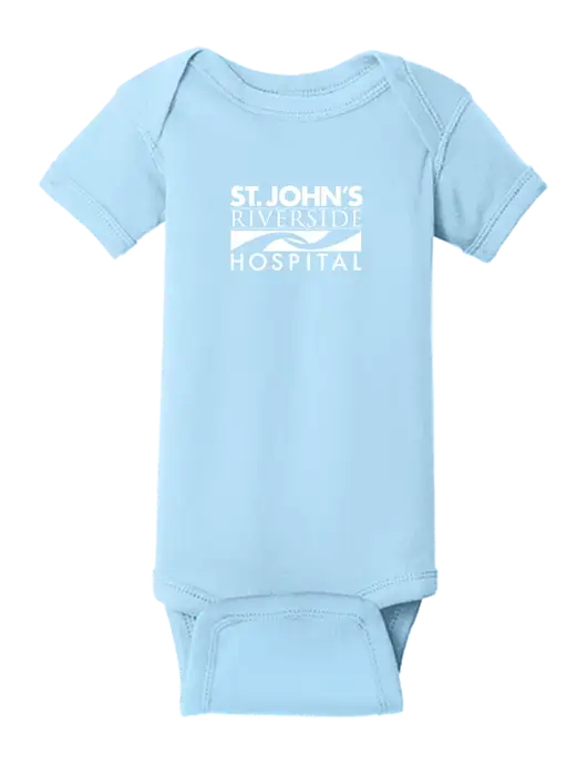 Rabbit Skins Light Blue Infant Short Sleeve Baby Rib Bodysuit w/St. John's Riverside Logo