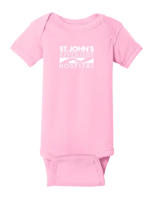 Rabbit Skins Pink Infant Short Sleeve Baby Rib Bodysuit w/St. John's Riverside Logo
