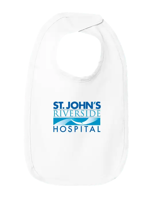 Rabbit Skins White Infant Premium Jersey Bib w/St. John's Riverside Logo
