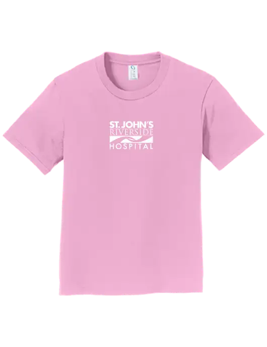Youth Ring Spun Candy Pink 4.5 oz T-Shirt w/St. John's Riverside Logo