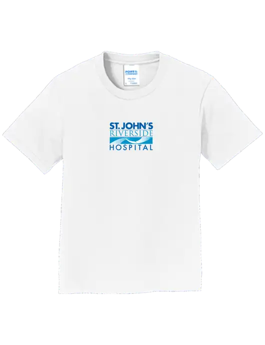 Youth Ring Spun White 4.5 oz T-Shirt w/St. John's Riverside Logo