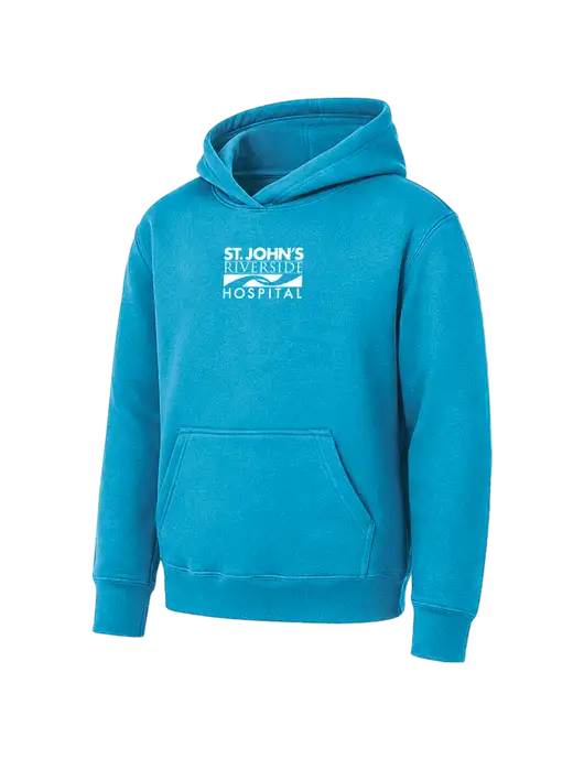 Youth Sapphire 7.8 oz Pullover Hooded Sweatshirt w/St. John's Riverside Logo