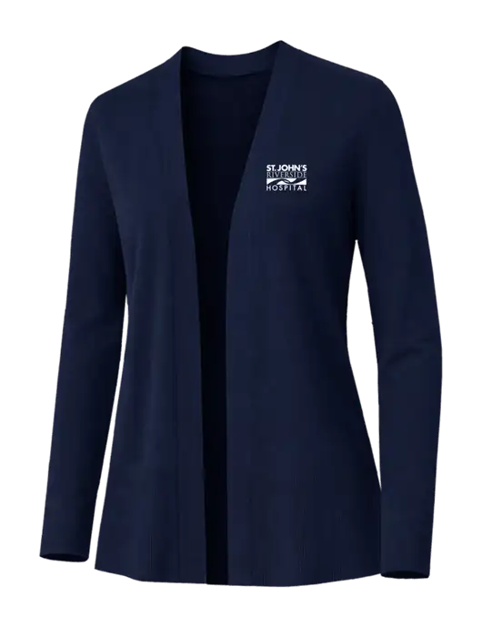 Brooks Brothers Womens Cotton Stretch Long Navy Cardigan Sweater w/St. John's Riverside Logo