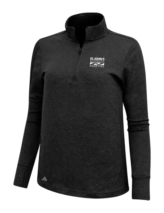 Adidas Black Melange Womens 3 Stripes Quarter Zip Sweater w/St. John's Riverside Logo