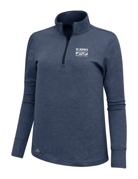 Adidas Navy Melange Womens 3 Stripes Quarter Zip Sweater w/St. John's Riverside Logo