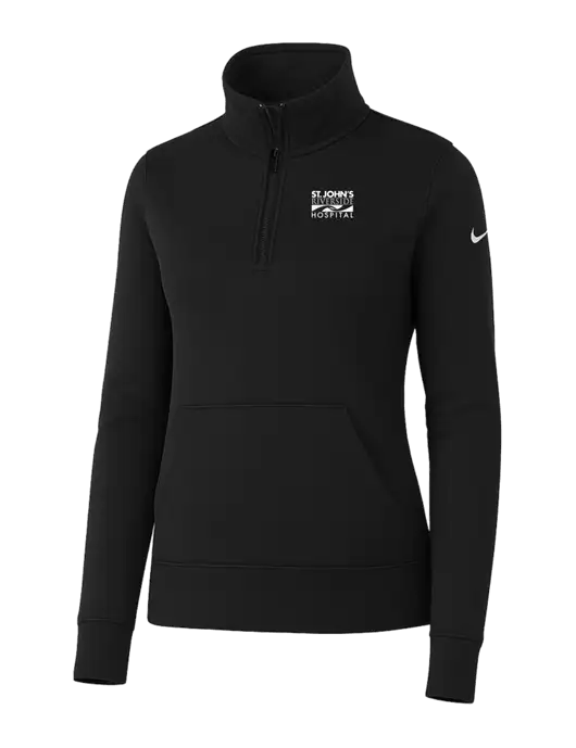 Nike Womens Black Club Fleece Sleeve Swoosh 1/2-Zip w/St. John's Riverside Logo