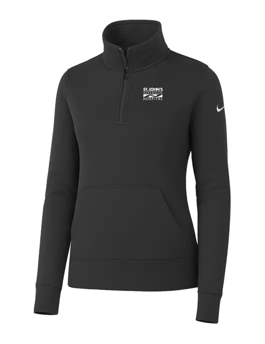 Nike Womens Dark Grey Club Fleece Sleeve Swoosh 1/2-Zip w/St. John's Riverside Logo