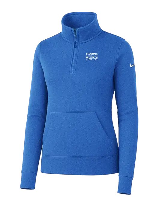 Nike Womens Light Royal Heather Club Fleece Sleeve Swoosh 1/2-Zip w/St. John's Riverside Logo