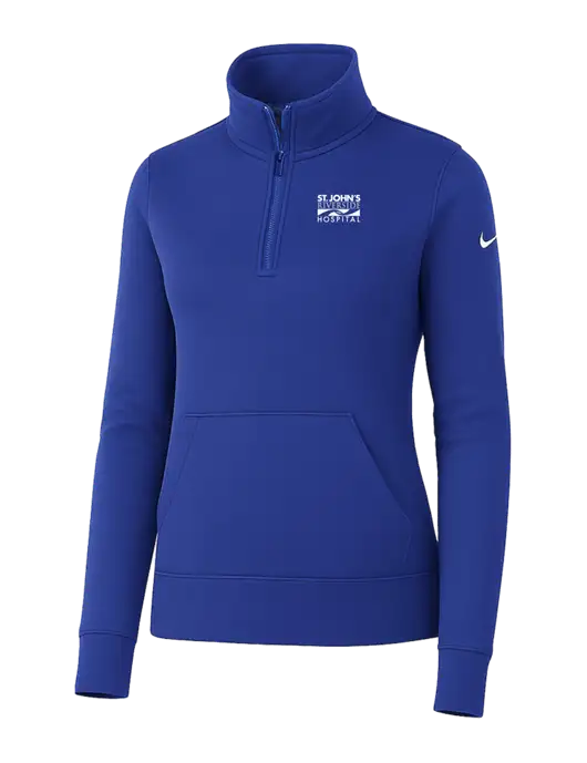 Nike Womens Royal Club Fleece Sleeve Swoosh 1/2-Zip w/St. John's Riverside Logo