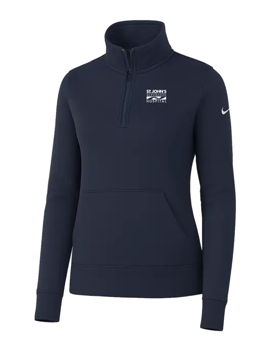 Nike Womens Dark Navy Club Fleece Sleeve Swoosh 1/2-Zip w/St. John's Riverside Logo