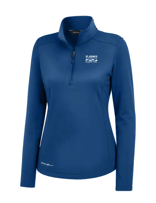 Eddie Bauer Womens Dark Royal Smooth Mid Layer Fleece 1/2-Zip w/St. John's Riverside Logo