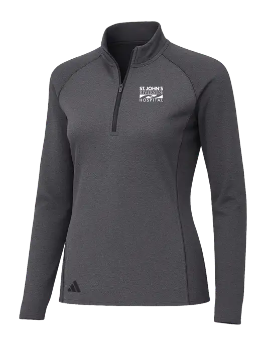 Adidas Womens Black Melange Space Dyed Quarter-Zip Pullover  w/St. John's Riverside Logo