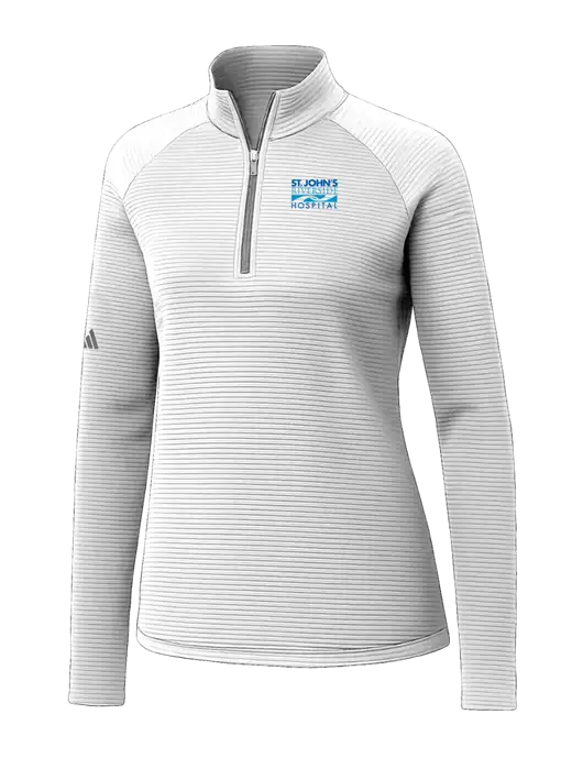 Adidas Womens White Spacer Quarter-Zip Pullover  w/St. John's Riverside Logo