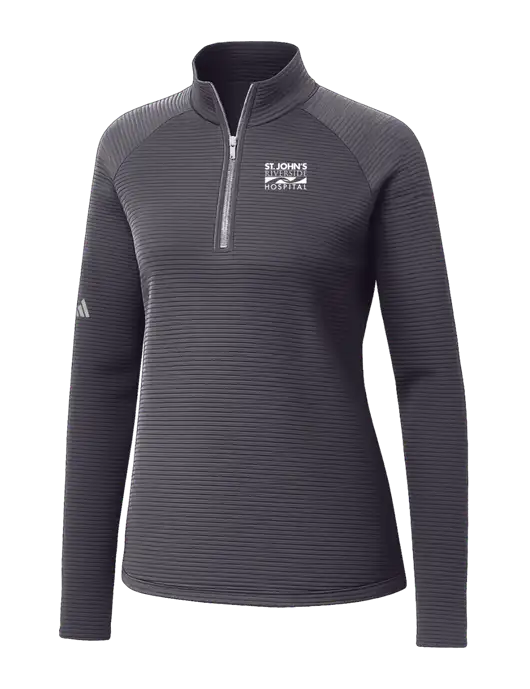 Adidas Womens Medium Grey Spacer Quarter-Zip Pullover  w/St. John's Riverside Logo