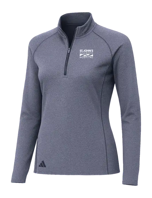 Adidas Womens Navy Melange Space Dyed Quarter-Zip Pullover  w/St. John's Riverside Logo