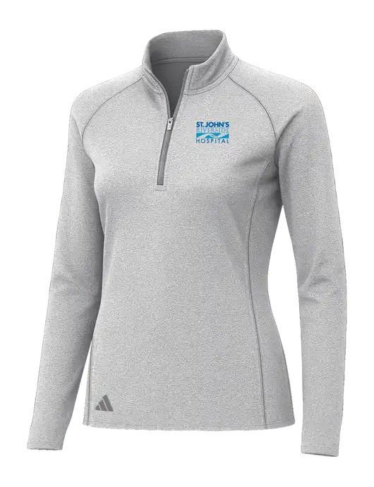 Adidas Womens Light Grey Heather Space Dyed Quarter-Zip Pullover  w/St. John's Riverside Logo