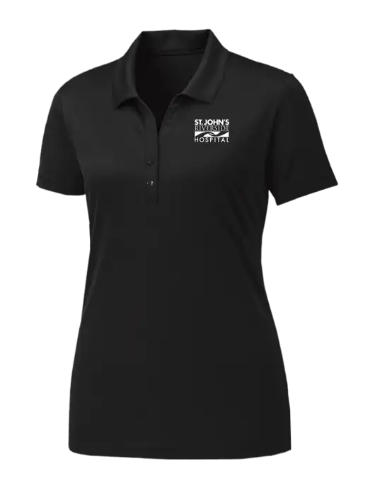 Womens Black PosiCharge Competitor Polo w/St. John's Riverside Logo