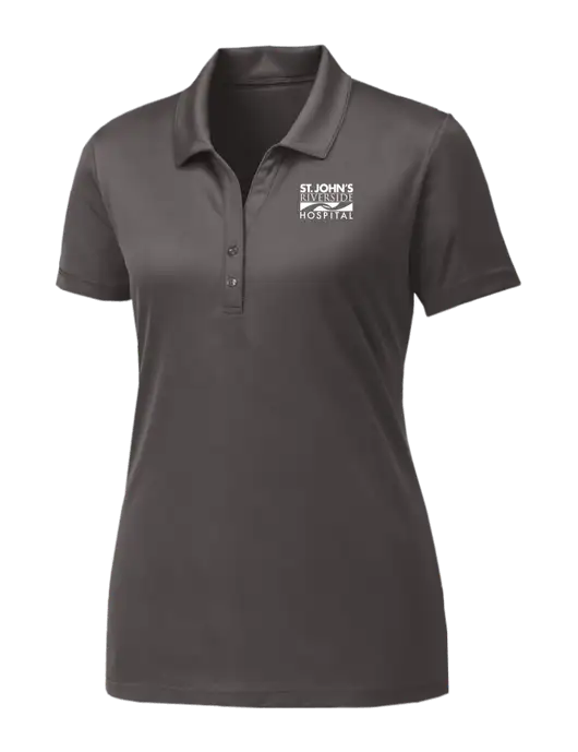 Womens Dark Grey PosiCharge Competitor Polo w/St. John's Riverside Logo