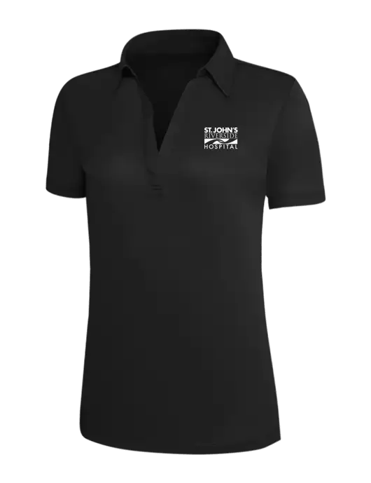 Black Silk Touch Womens Performance Polo w/St. John's Riverside Logo