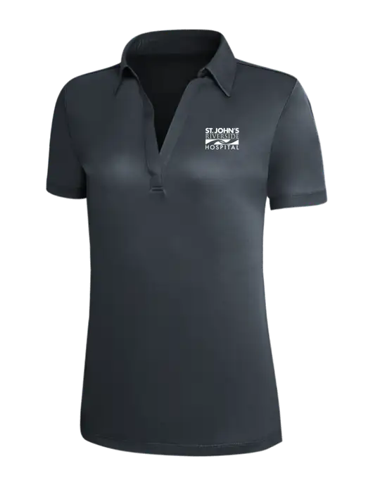 Dark Grey Silk Touch Womens Performance Polo w/St. John's Riverside Logo