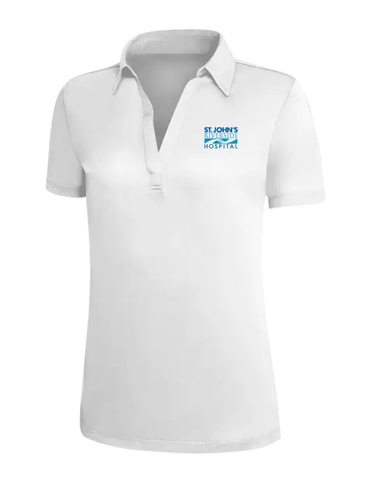 White Silk Touch Womens Performance Polo w/St. John's Riverside Logo