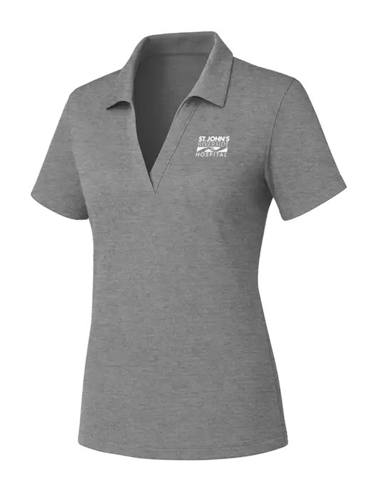 Womens Medium Grey Heather PosiCharge RacerMesh Polo w/St. John's Riverside Logo