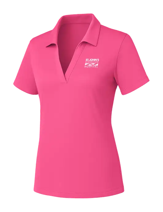Womens Pink PosiCharge RacerMesh Polo w/St. John's Riverside Logo