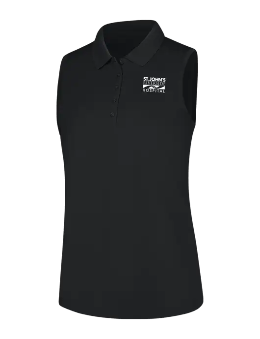 Womens Black Dry Zone UV Micro-Mesh Sleeveless Polo w/St. John's Riverside Logo