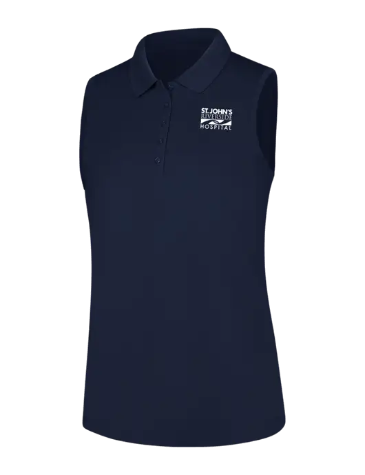 Womens Navy Dry Zone UV Micro-Mesh Sleeveless Polo w/St. John's Riverside Logo