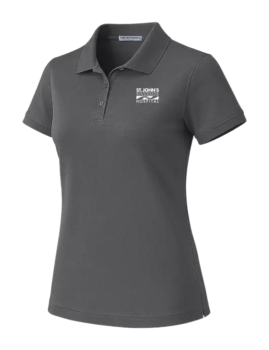 All Cotton Womens Dark Grey Polo w/St. John's Riverside Logo