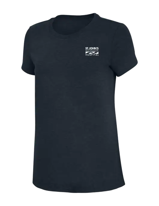 Womens Simply Soft Navy 4.5oz Poly/Combed Ring Spun Cotton T-Shirt w/St. John's Riverside Logo