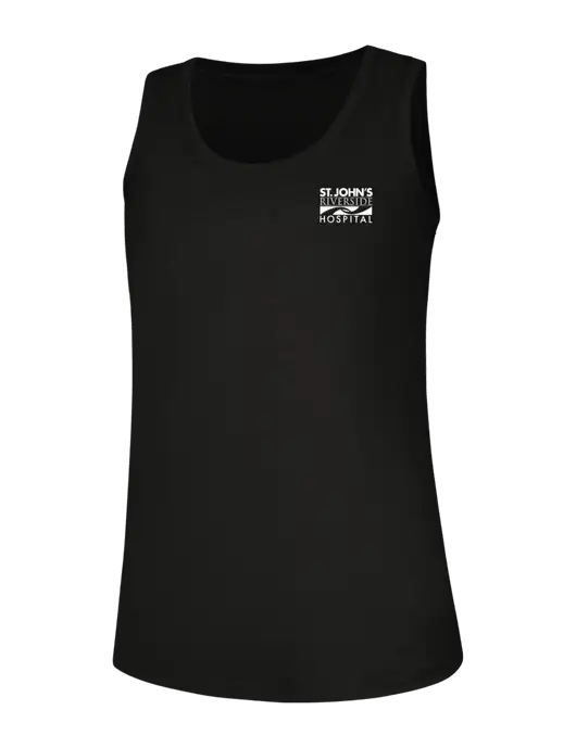 Womens Black Perfect Tri Racerback Tank w/St. John's Riverside Logo