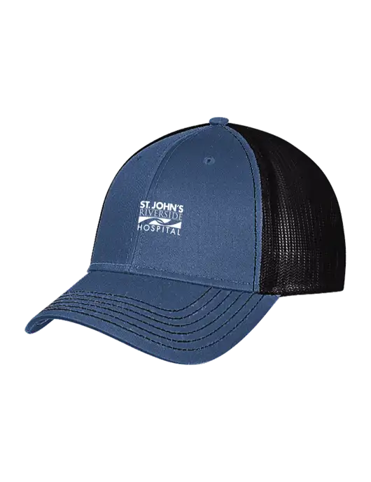 Dark Royal/Black Mesh Trucker Cap Snap Back w/St. John's Riverside Logo