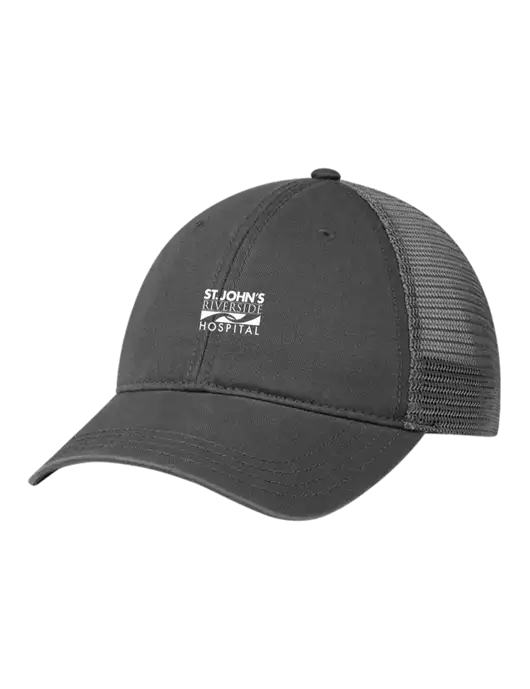 Richardson 111 Garment Washed Trucker Cap Charcoal w/Charcoal Mesh w/St. John's Riverside Logo