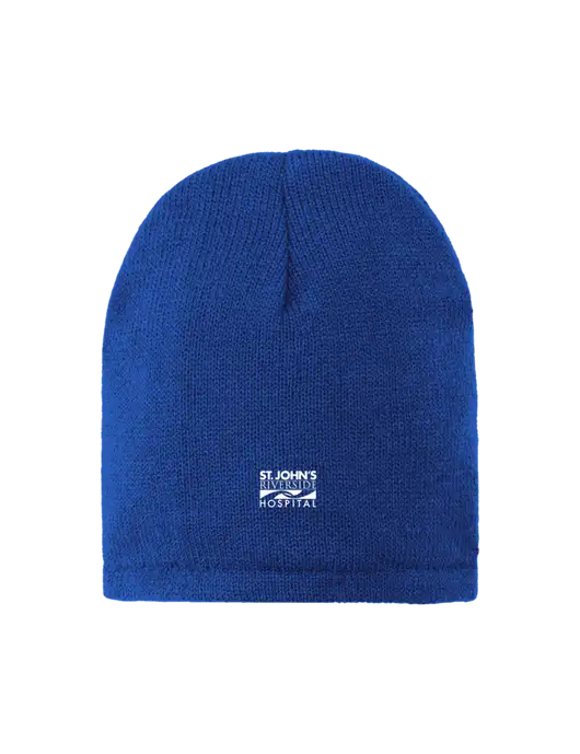 Dark Royal Fleece-Lined Beanie Cap w/St. John's Riverside Logo