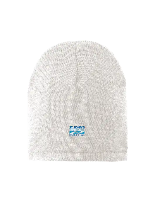 White Fleece-Lined Beanie Cap w/St. John's Riverside Logo