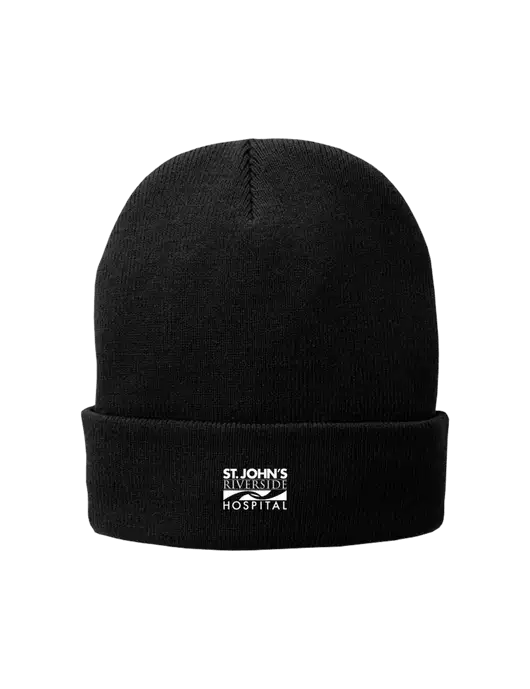 Black Fleece-Lined Knit Cap w/St. John's Riverside Logo
