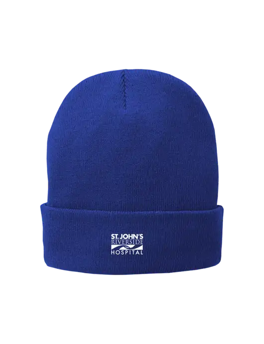 Dark Royal Fleece-Lined Knit Cap w/St. John's Riverside Logo