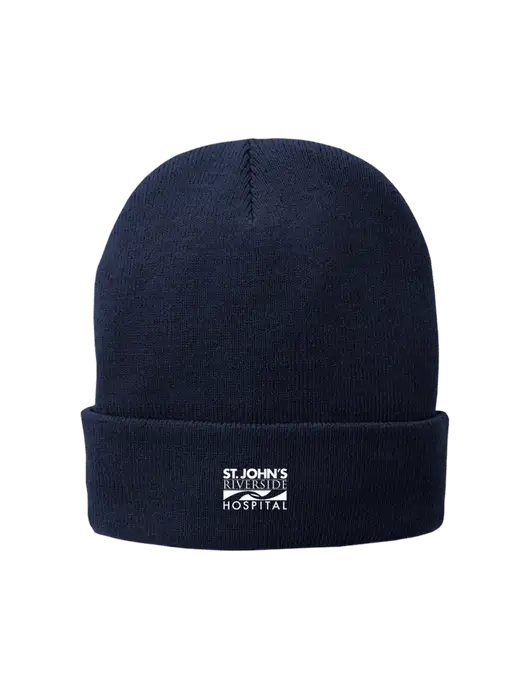 Dark Navy Fleece-Lined Knit Cap w/St. John's Riverside Logo