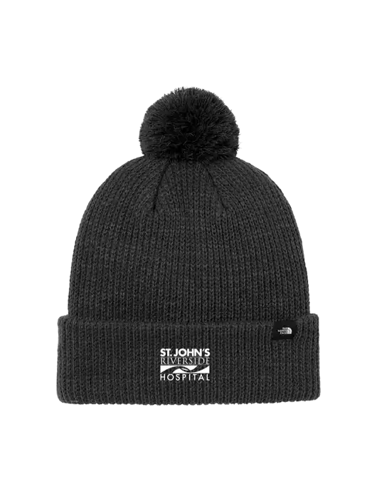 The North Face Black Heather Pom Beanie w/St. John's Riverside Logo