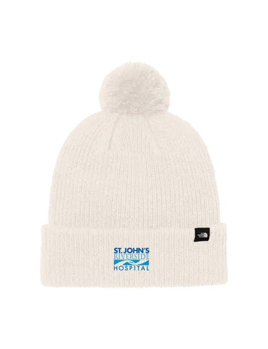 The North Face Ivory Pom Beanie w/St. John's Riverside Logo